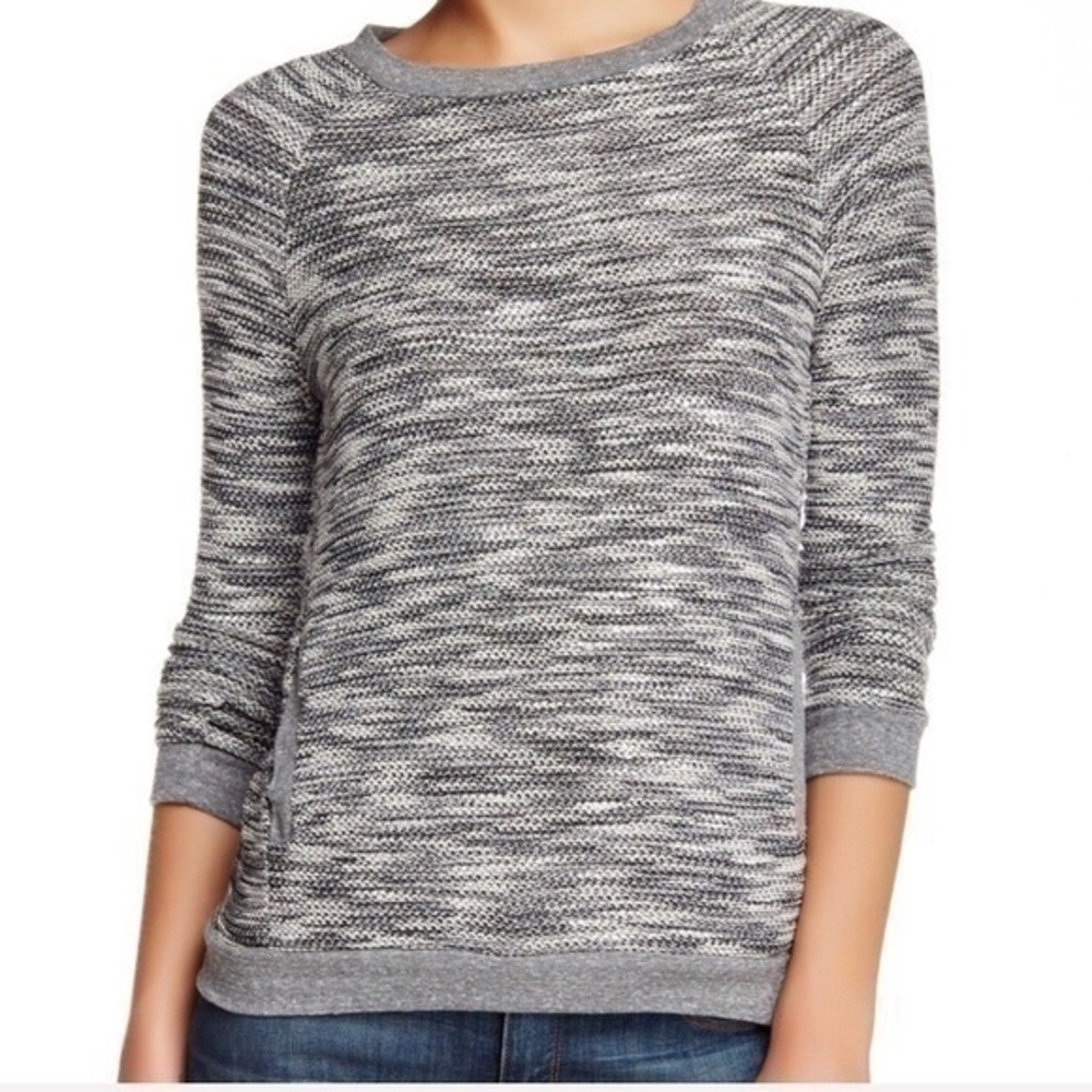 Baldwin Grey Marled Knit Pocket Sweater S